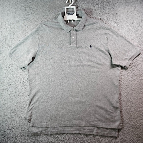 Polo Ralph Lauren Polo Shirt Men XXL Cotton Short Sleeve‎ Gray - Picture 1 of 9